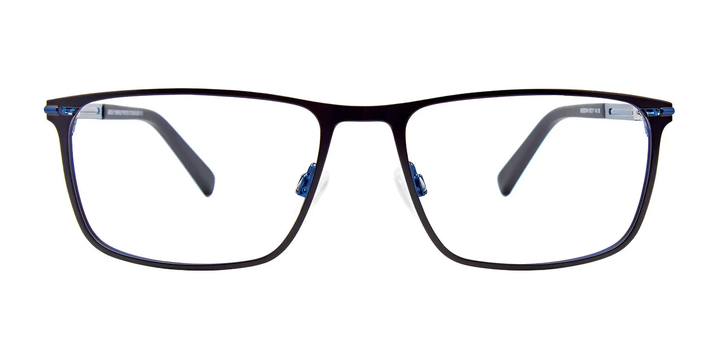 EasyClip EC476 Eyeglasses with Clip-on Sunglasses Satin Black & Blue