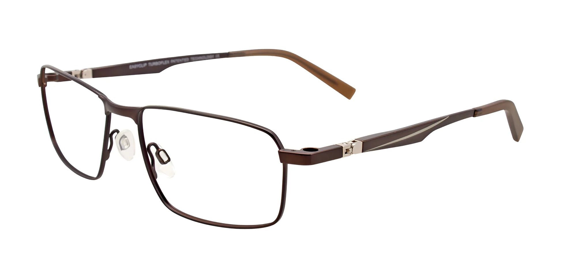 EasyClip EC477 Eyeglasses with Clip-on Sunglasses Satin Dark Brown