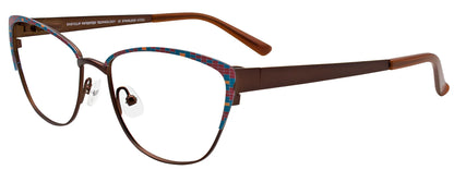 EasyClip EC482 Eyeglasses with Clip-on Sunglasses Satin  Brown & Blue & Red & Orange