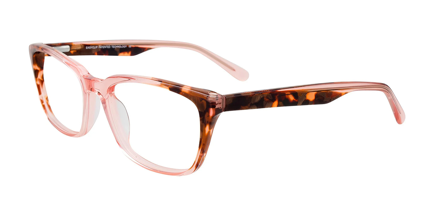 EasyClip EC483 Eyeglasses with Clip-on Sunglasses Pink Crystal & Brown Marbled