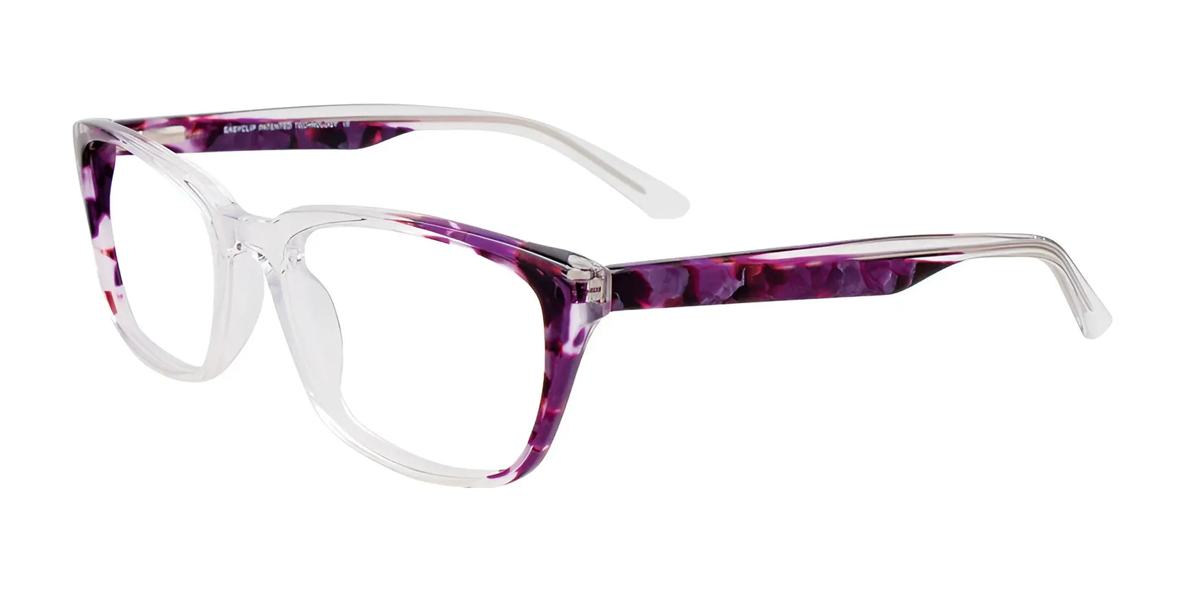 EasyClip EC483 Eyeglasses with Clip-on Sunglasses Purple Marbled & Crystal