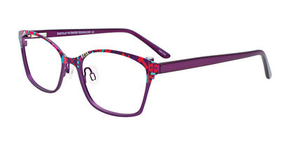 EasyClip EC484 Eyeglasses with Clip-on Sunglasses Purple Pattern & Purple