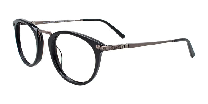 EasyClip EC485 Eyeglasses with Clip-on Sunglasses | Size 49 / Black & Grey