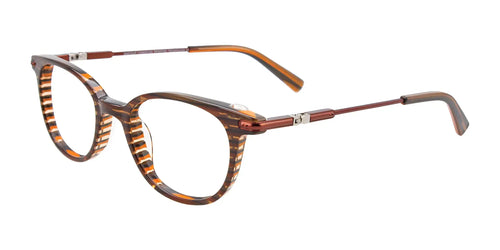 EasyClip EC486 Eyeglasses with Clip-on Sunglasses / Size 44 / Brown & Orange & Grey Lines