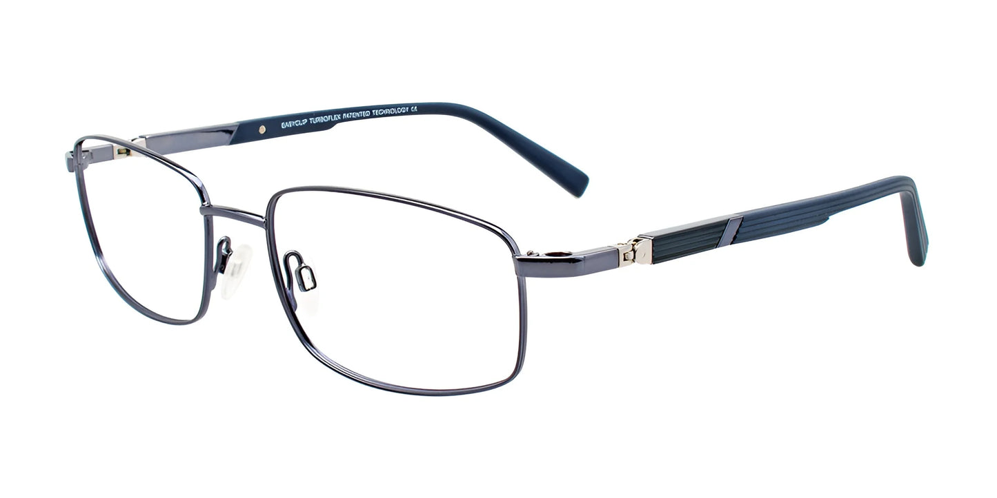EasyClip EC493 Eyeglasses with Clip-on Sunglasses Shiny Dark Steel Blue & Dark Blue