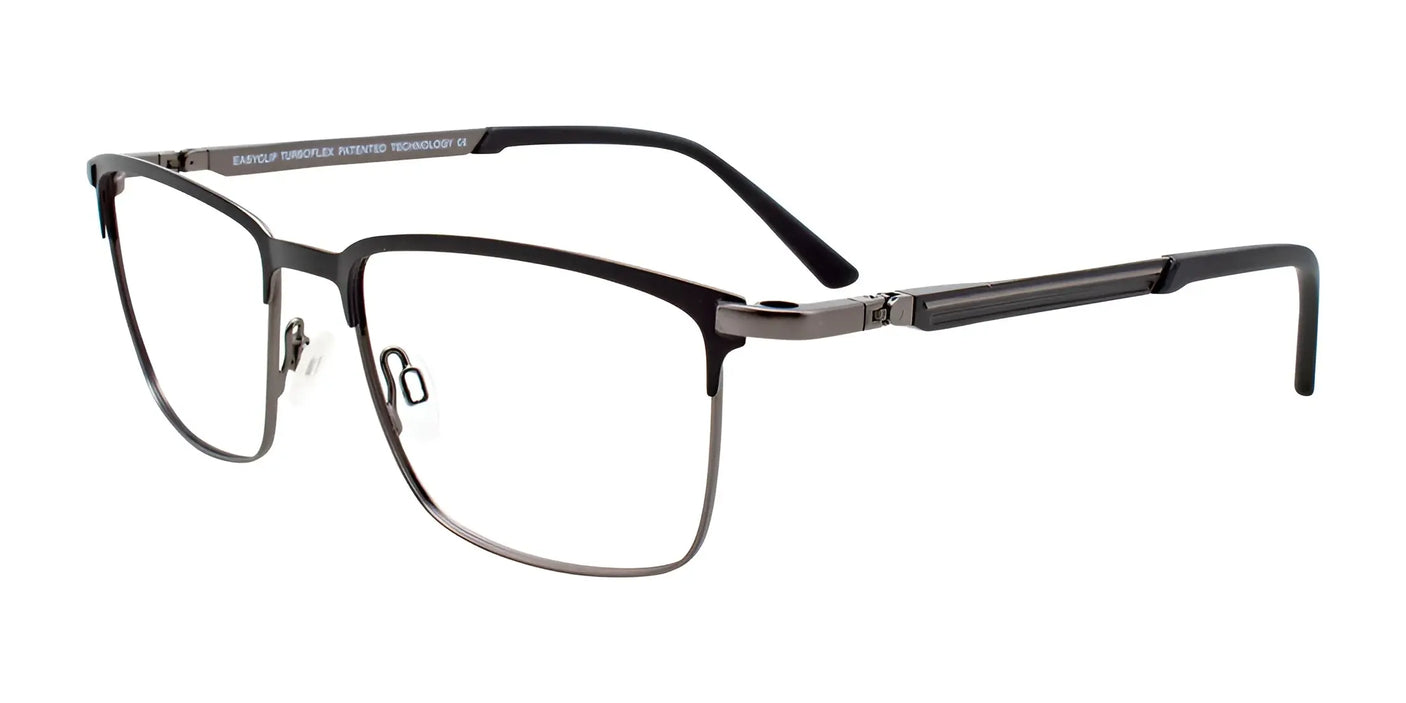 EasyClip EC496 Eyeglasses with Clip-on Sunglasses Matt Black & Dark Grey