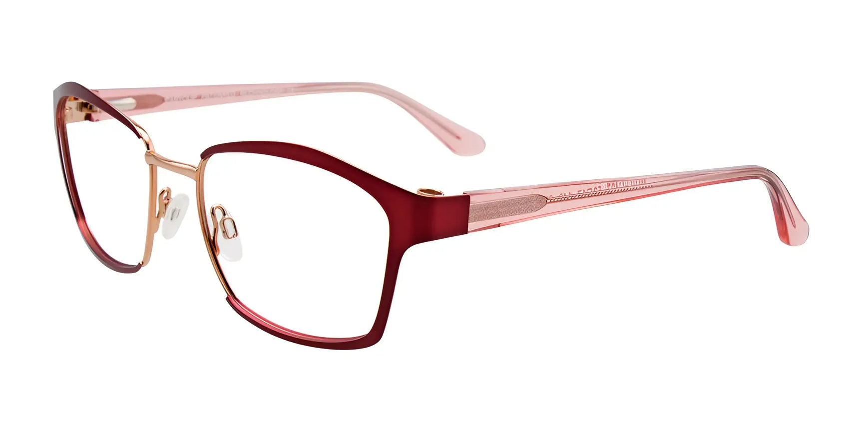 EasyClip EC497 Eyeglasses with Clip-on Sunglasses Satin Dark Red & Shiny Gold