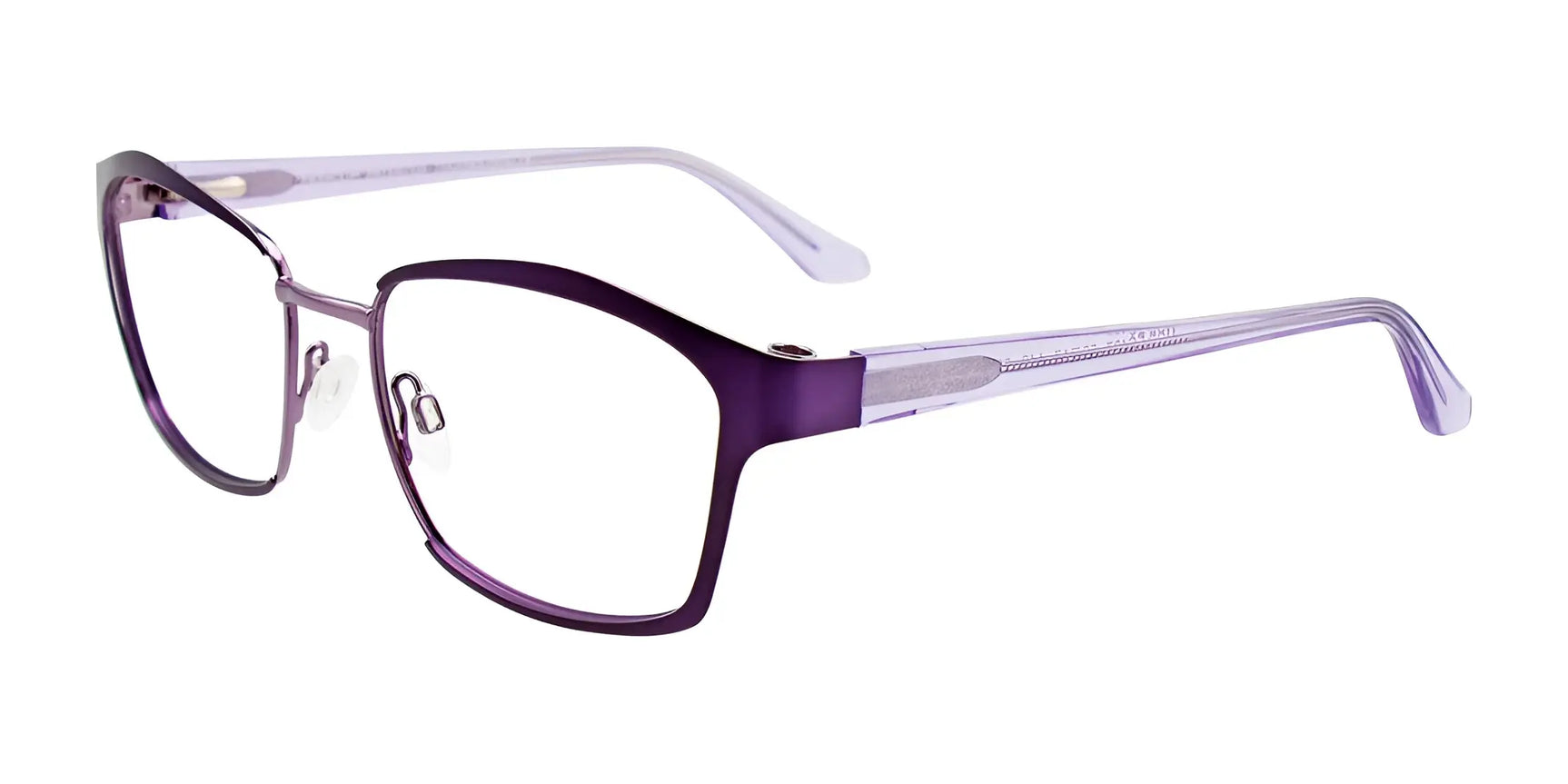 EasyClip EC497 Eyeglasses with Clip-on Sunglasses Satin Violet & Shiny Light Violet