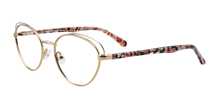 EasyClip EC501 Eyeglasses with Clip-on Sunglasses | Size 51 / Satin Gold & Silver