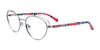 EasyClip EC501 Eyeglasses with Clip-on Sunglasses | Size 51 / Satin Light Blue & Silver