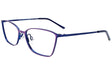 The EasyClip EC507 Eyeglasses by EasyClip, in Satin Purple & Dark Blue with rectangular lenses and adjustable nose pads, feature durable frames and a comfortable fit, shown on a white background. Size 53.