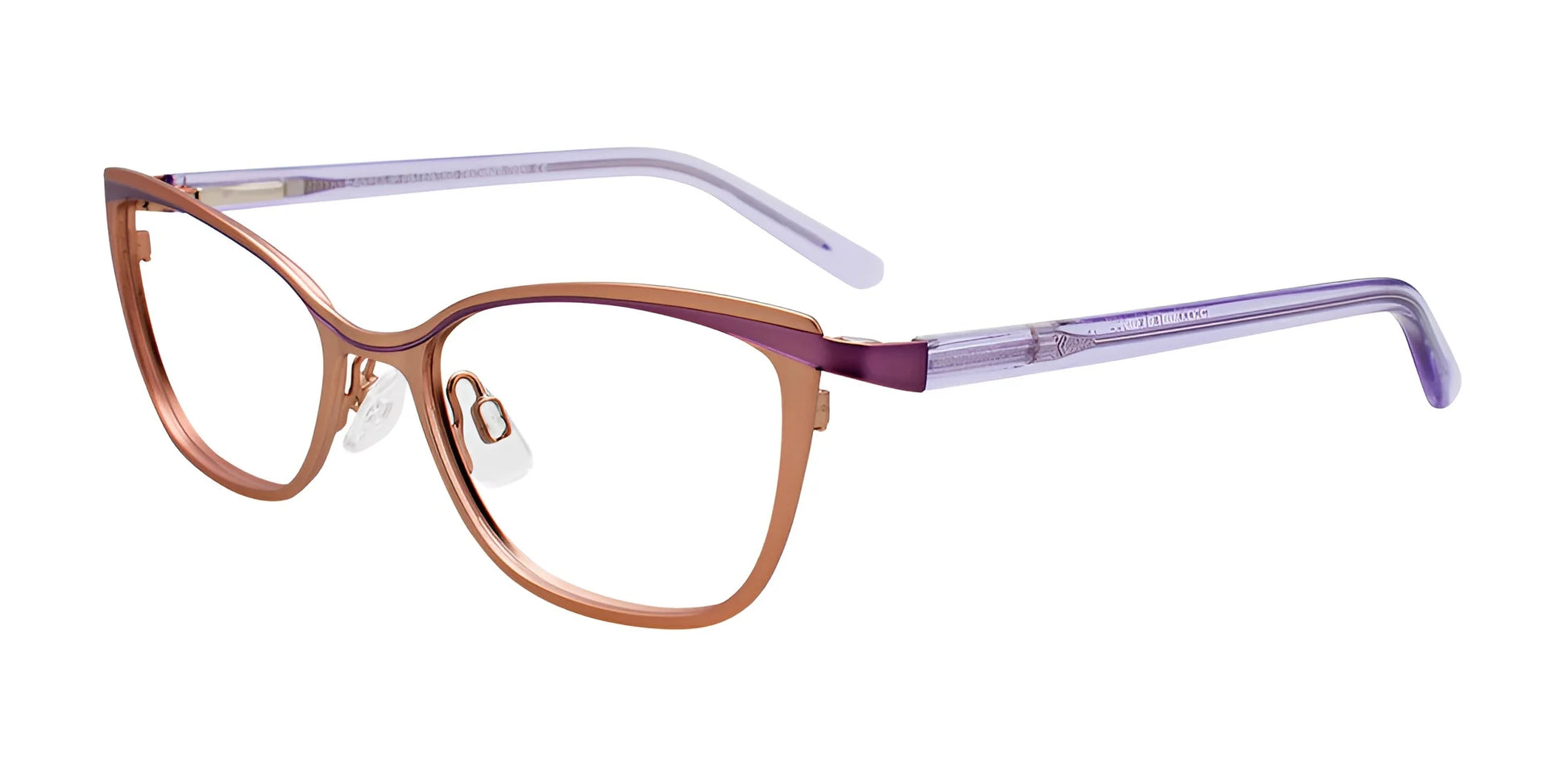 EasyClip EC509 Eyeglasses with Clip-on Sunglasses Satin Light Brown & Purple