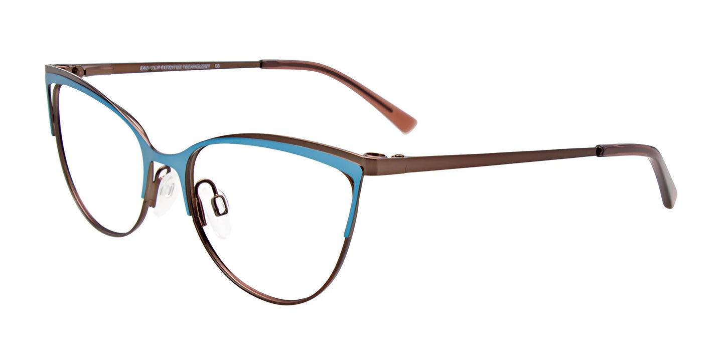 EasyClip EC515 Eyeglasses with Clip-on Sunglasses Matt Blue & Matt Dark Brown