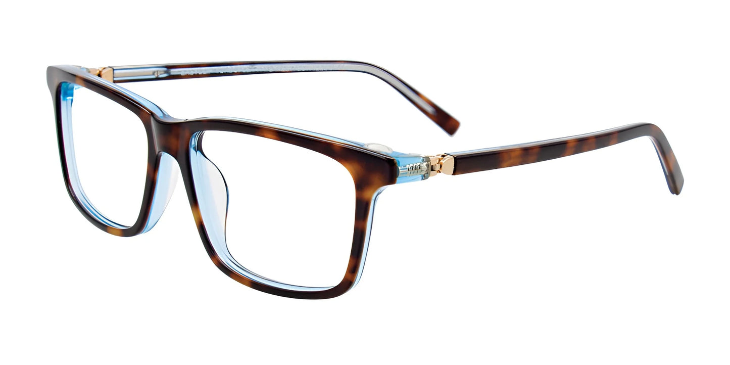EasyClip EC516 Eyeglasses Demi Amber & Crystal Light Blue