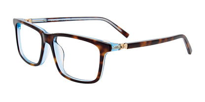 EasyClip EC516 Eyeglasses with Clip-on Sunglasses Demi Amber & Crystal Light Blue