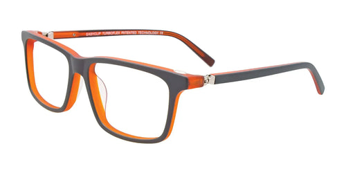 EasyClip EC516 Eyeglasses with Clip-on Sunglasses / Size 50 / Dark Grey & Crystal Orange