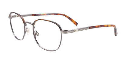 EasyClip EC517 Eyeglasses with Clip-on Sunglasses Shiny Demi Amber & Dark Grey