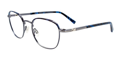 EasyClip EC517 Eyeglasses with Clip-on Sunglasses Shiny Demi Blue & Dark Steel Grey