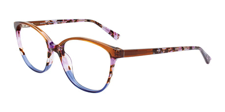 EasyClip EC518 Eyeglasses with Clip-on Sunglasses Brown Crystal & Demi Purple & Blue Crystal