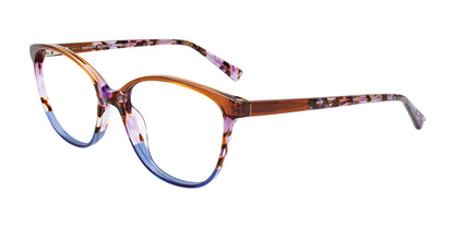 EasyClip EC518 Eyeglasses with Clip-on Sunglasses Brown Crystal & Demi Purple & Blue Crystal
