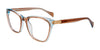 EasyClip EC519 Eyeglasses with Clip-on Sunglasses | Size 50 / Brown Crystal & Light Blue Crystal & Gold