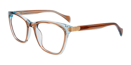 EasyClip EC519 Eyeglasses with Clip-on Sunglasses Brown Crystal & Light Blue Crystal & Gold