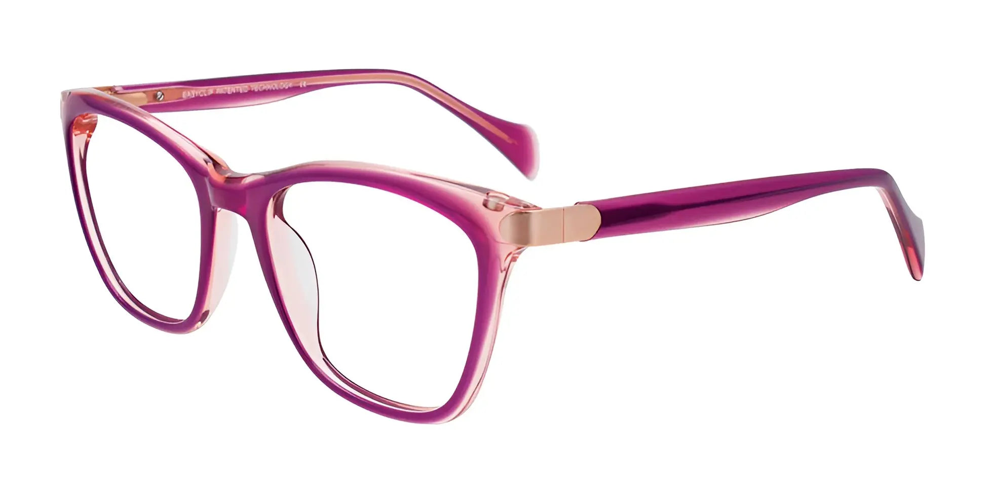 EasyClip EC519 Eyeglasses with Clip-on Sunglasses Dark Pink & Light Pink Crystal & Light Pink