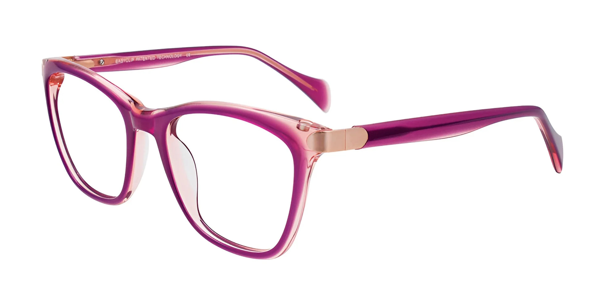 EasyClip EC519 Eyeglasses with Clip-on Sunglasses Dark Pink & Light Pink Crystal & Light Pink