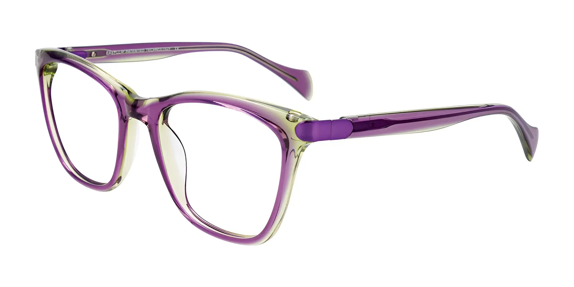 EasyClip EC519 Eyeglasses with Clip-on Sunglasses Purple & Light Green Crystal & Purple