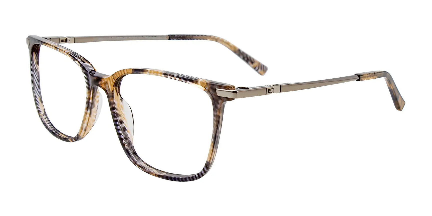 EasyClip EC520 Eyeglasses with Clip-on Sunglasses Brown & Grey & Crystal Marbled