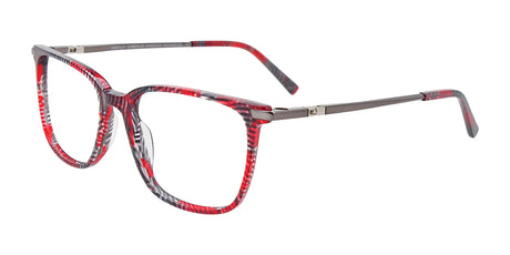 EasyClip EC520 Eyeglasses with Clip-on Sunglasses Red & Black & Grey Marbled