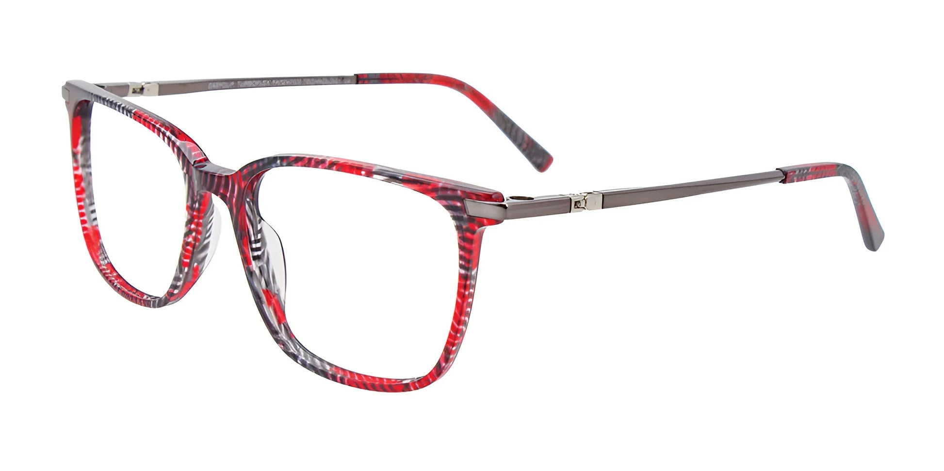 EasyClip EC520 Eyeglasses with Clip-on Sunglasses Red & Black & Grey Marbled