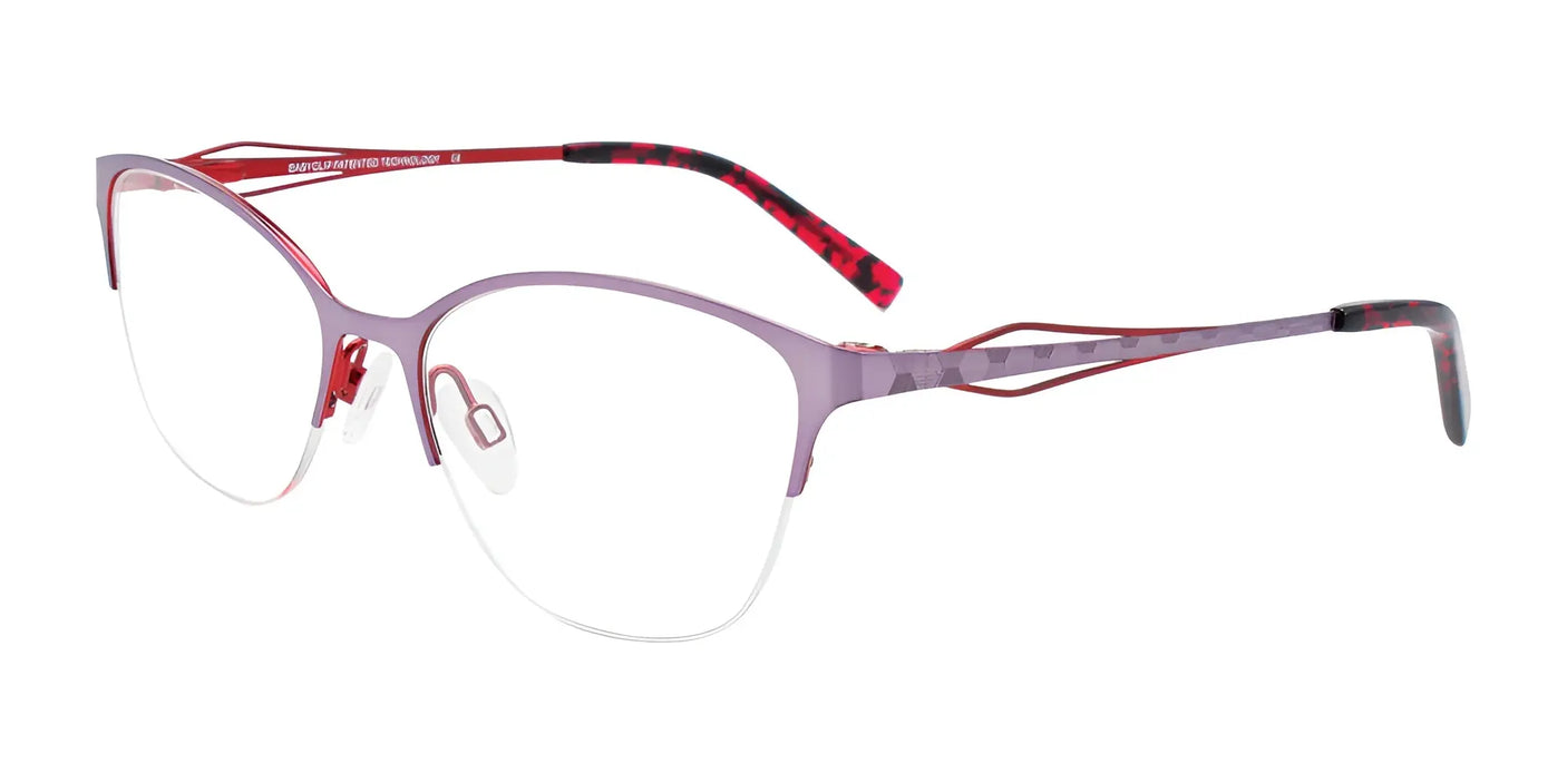 EasyClip EC521 Eyeglasses with Clip-on Sunglasses Shiny Light Purple & Red