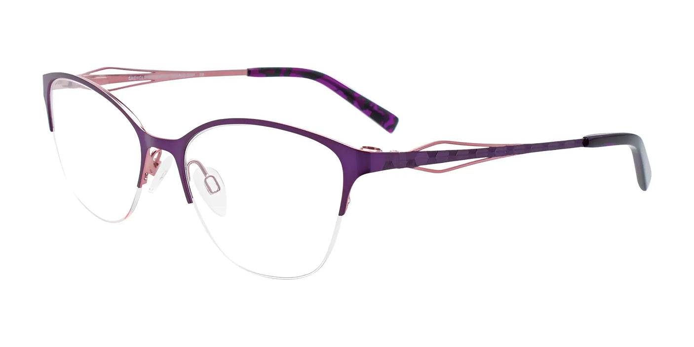 EasyClip EC521 Eyeglasses with Clip-on Sunglasses Shiny Violet & Light Pink