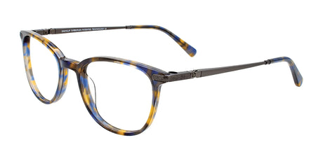 EasyClip EC525 Eyeglasses with Clip-on Sunglasses Brown & Blue Tortoise