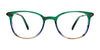 EasyClip EC525 Eyeglasses with Clip-on Sunglasses | Size 48 / Green & Blue & Beige Marbled