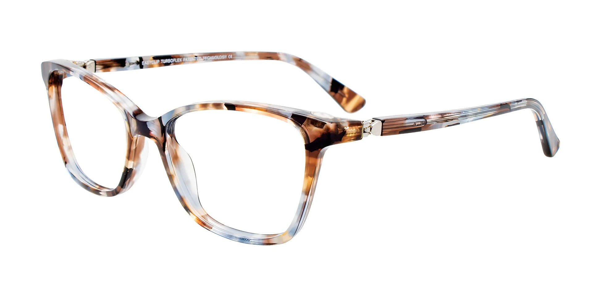 EasyClip EC526 Eyeglasses with Clip-on Sunglasses Brown & Crystal & Black Marbled