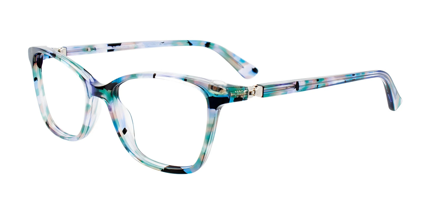 EasyClip EC526 Eyeglasses with Clip-on Sunglasses Blue & Green & Black Marbled