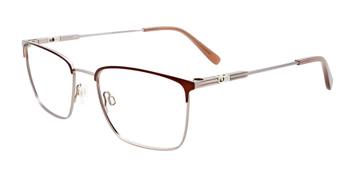 EasyClip EC529 Eyeglasses with Clip-on Sunglasses | Size 54 / Satin Dark Brown & Steel