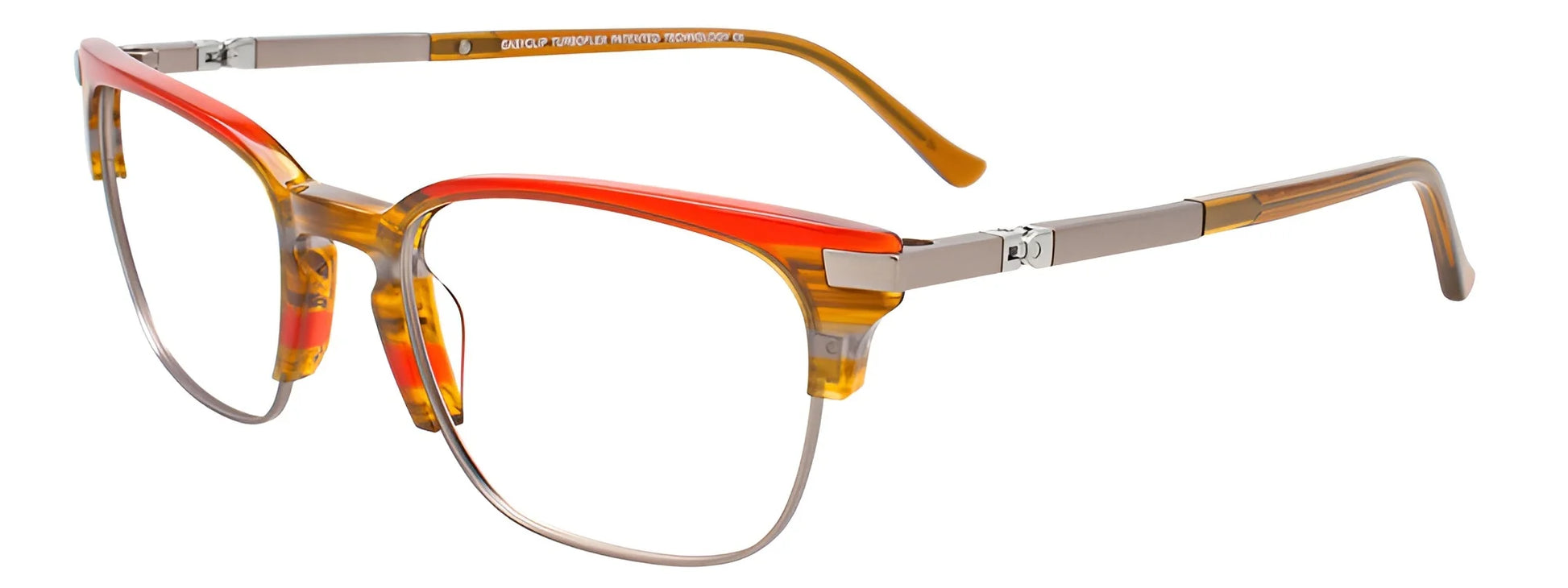 EasyClip EC531 Eyeglasses with Clip-on Sunglasses Brown & Red & Grey Marbled & Matt Steel