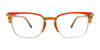 EasyClip EC531 Eyeglasses with Clip-on Sunglasses | Size 52 / Blue & Red & Brown Marbled & Matt Navy