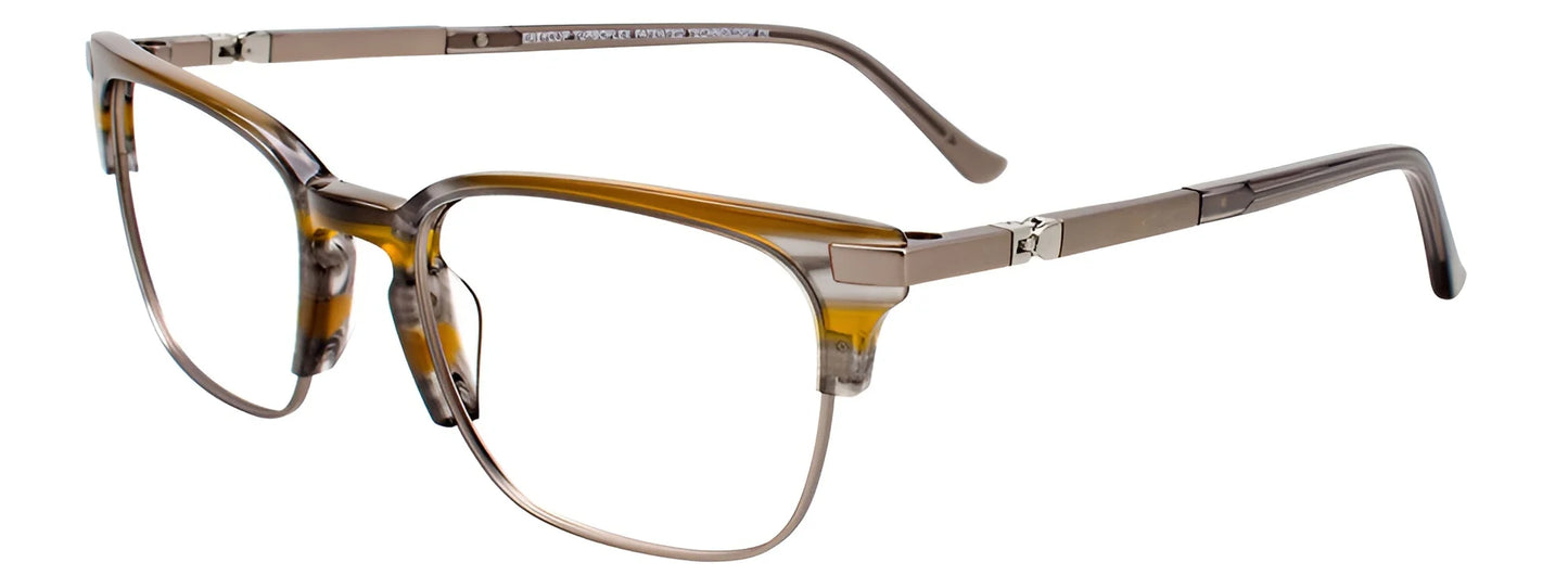 EasyClip EC531 Eyeglasses Grey & Amber Marbled & Matt Steel