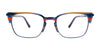 EasyClip EC531 Eyeglasses with Clip-on Sunglasses | Size 52 / Blue & Red & Brown Marbled & Matt Navy