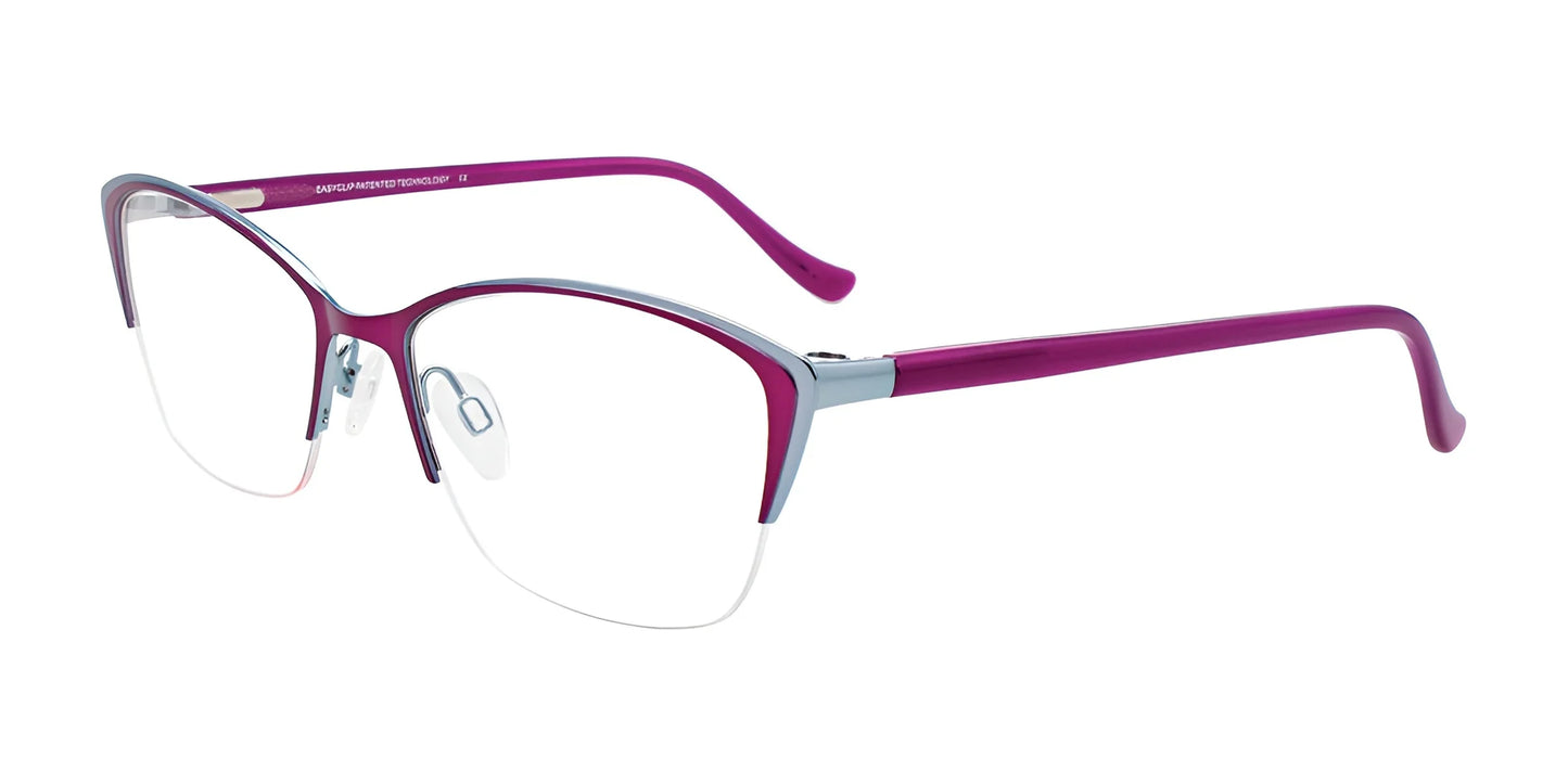 EasyClip EC533 Eyeglasses with Clip-on Sunglasses Matt Plum & Light Blue