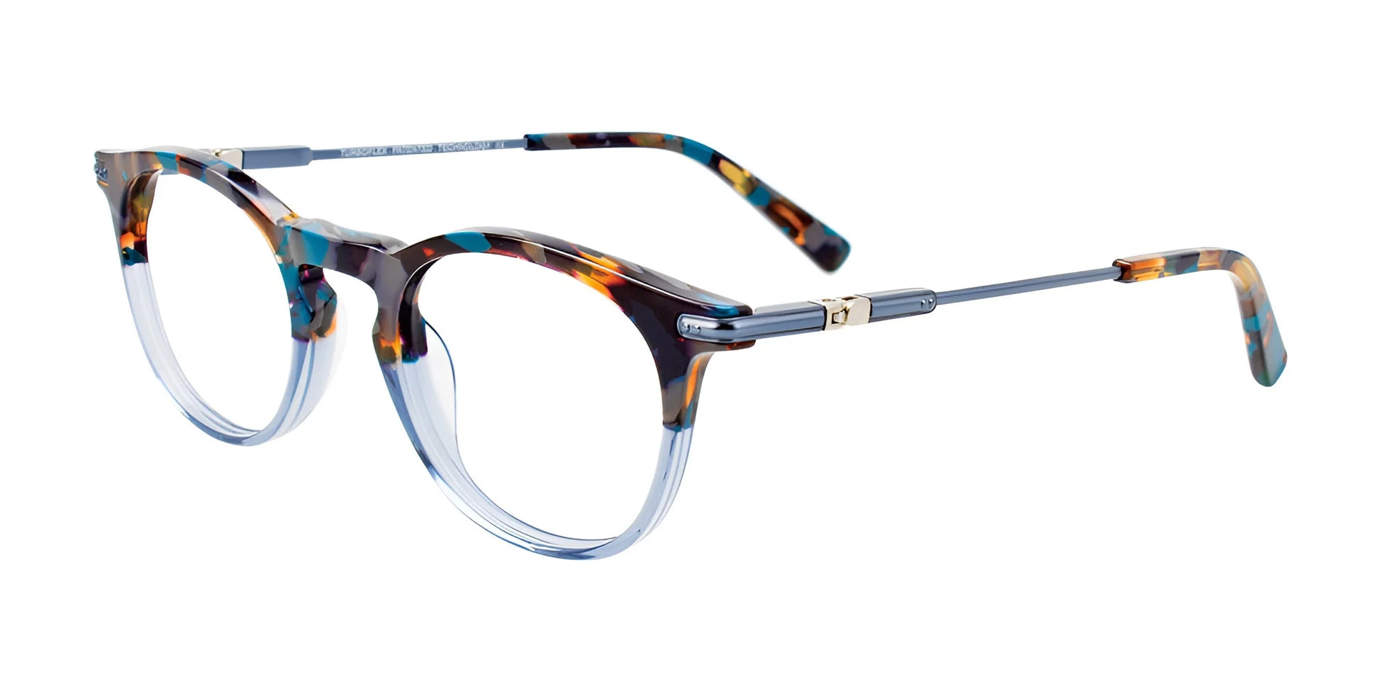 EasyClip EC536 Eyeglasses Blue & Grey & Brown Marbled & Crystal Light Blue