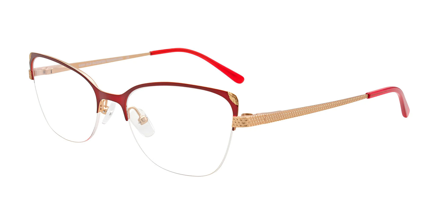 EasyClip EC539 Eyeglasses with Clip-on Sunglasses Matt Red & Matt Gold