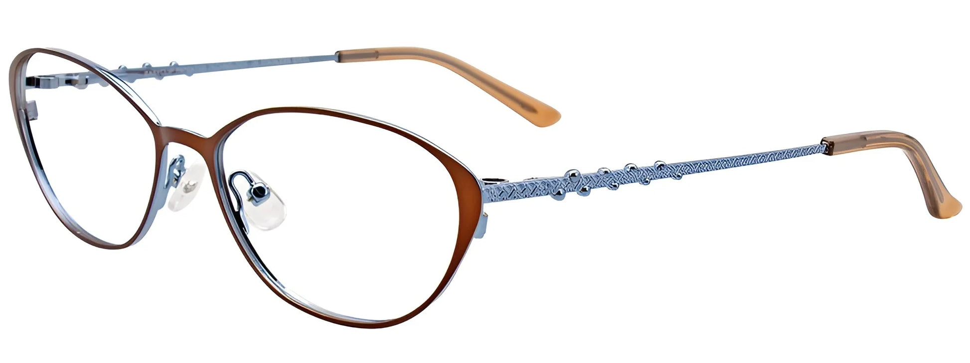 EasyClip EC540 Eyeglasses with Clip-on Sunglasses Matt Brown & Shiny Light Blue