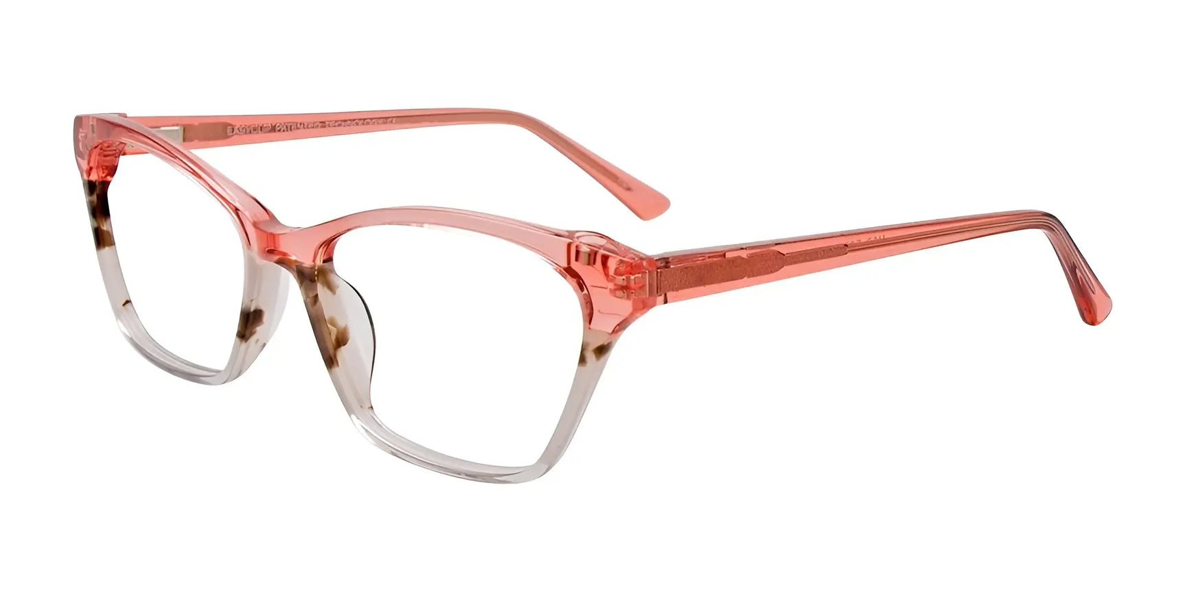 EasyClip EC542 Eyeglasses with Clip-on Sunglasses Crystal Pink & Marbled Dark Brown & White