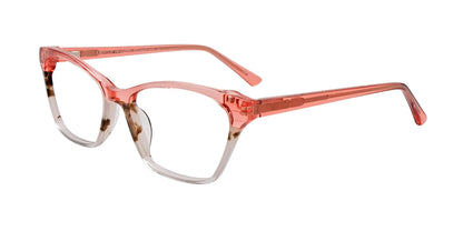 EasyClip EC542 Eyeglasses with Clip-on Sunglasses Crystal Pink & Marbled Dark Brown & White