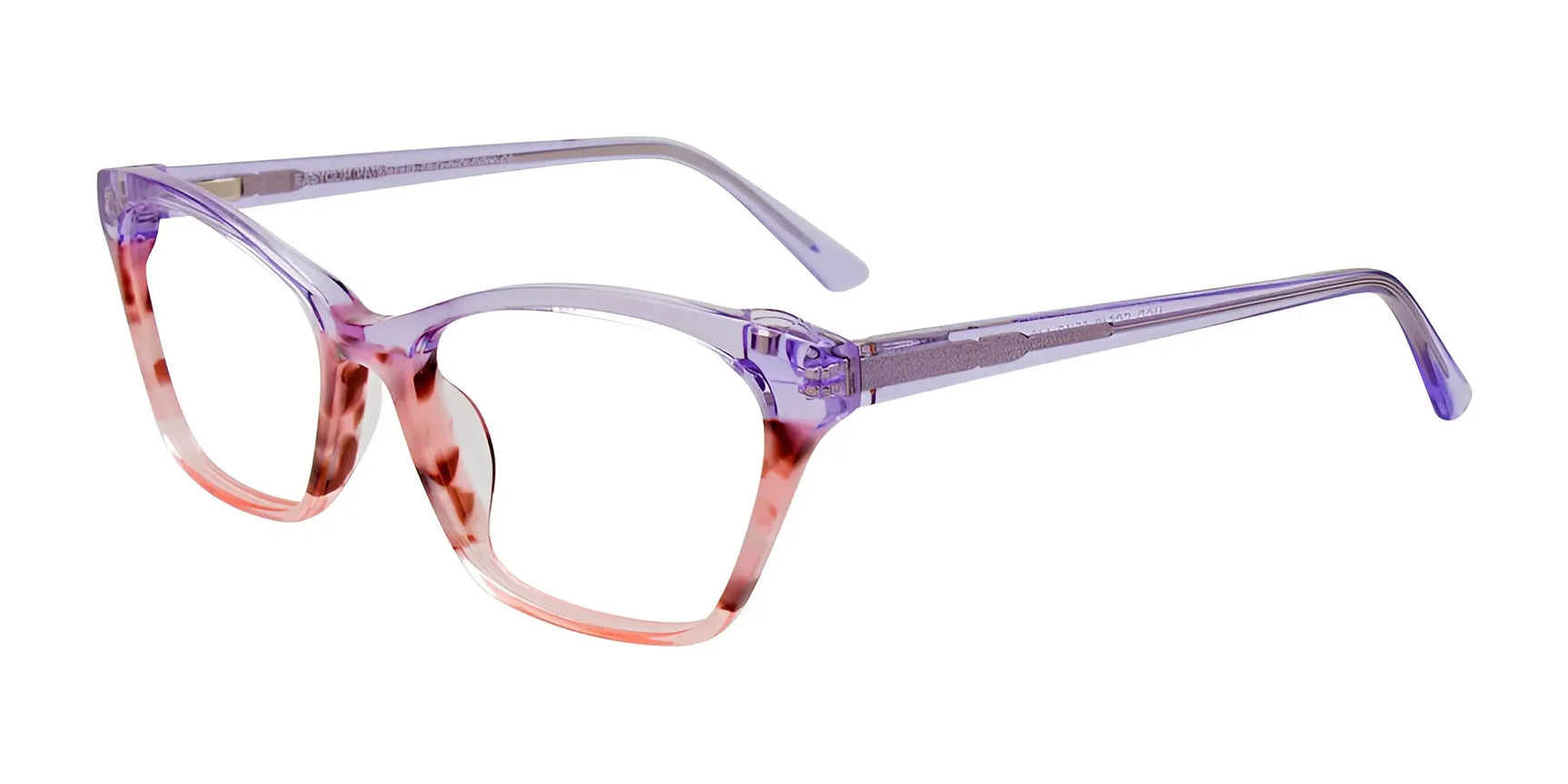 EasyClip EC542 Eyeglasses with Clip-on Sunglasses Crystal Light Purple & Marbled Pink